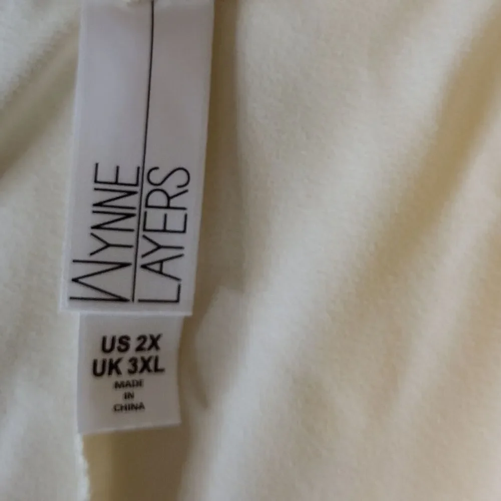 Wynne Layers Ivory Stretch Plus Size 2X Wide Leg Gathered Hemline - Picture 3 of 4